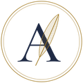 AretoHealth logo, a serif A crossed by a gold quill